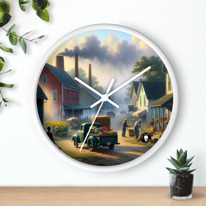 "Harvest Tranquility: A Midwest Farm Scene" - The Alien Wall Clock Regionalism