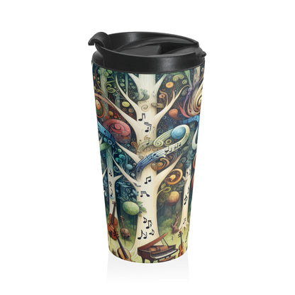 "Melodic Enchantment: The Instrumental Forest" - The Alien Stainless Steel Travel Mug