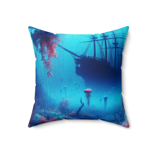 "Jellyfish Haven: A Surreal Underwater World"- The Alien Spun Polyester Square Pillow