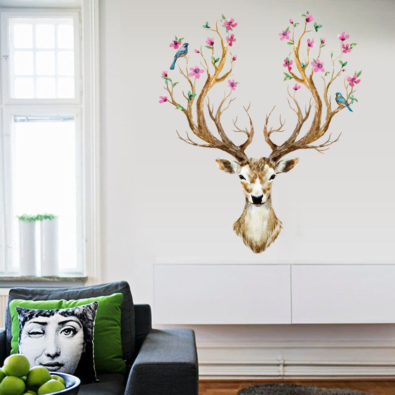 Sika Deer-pegatinas de pared DIY, decoración de pared, calcomanías artísticas para habitaciones de niños, dormitorio, sala de estar, póster de estilo europeo, pegatina de pared única