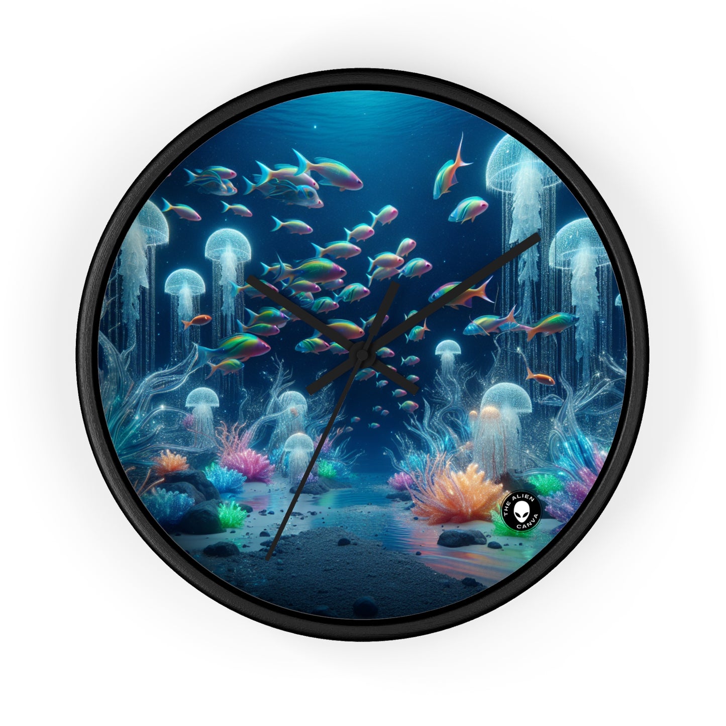 "Neon Dreams: The Underwater Wonderland" - The Alien Wall Clock