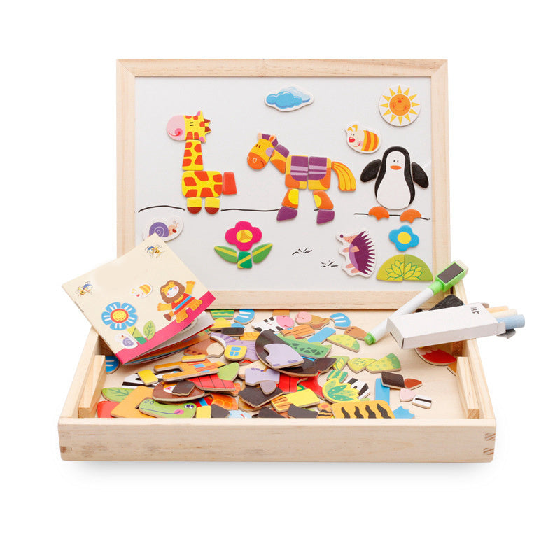 Puzzle magnétique multifonctionnel pour enfants, planche à dessin, jouets éducatifs, apprentissage des Puzzles en bois, jouets pour enfants, cadeau