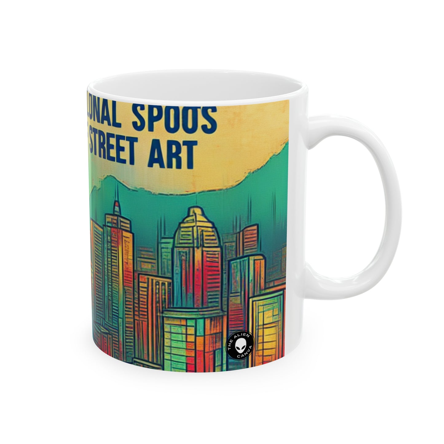 "Urban Myth: The Vibrant Street Art Fusion" - The Alien Ceramic Mug 11oz Street Art