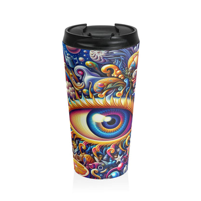 "Cityscape Dreams: A Surreal Night Scene" - The Alien Stainless Steel Travel Mug Magic Realism