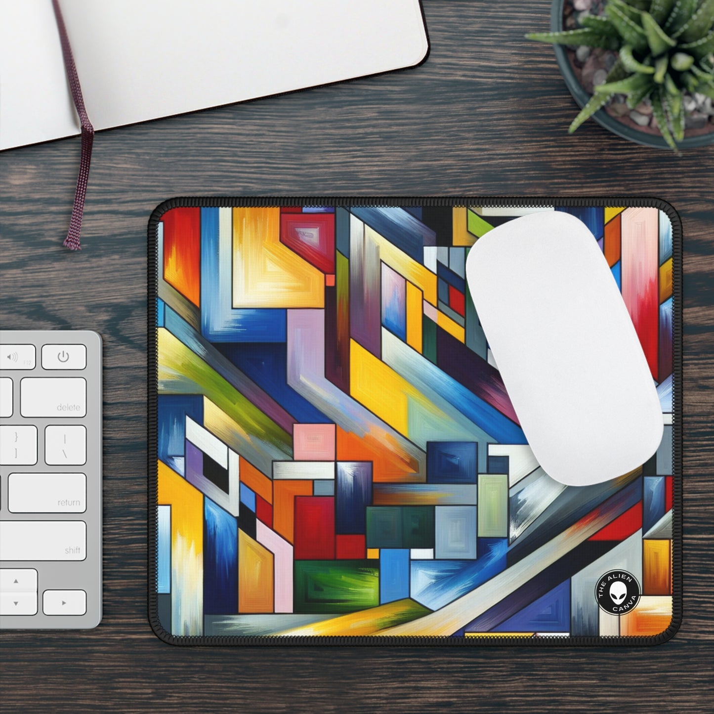 "City Pulse: A Vibrant Nighttime Geometric Journey" - The Alien Gaming Mouse Pad Hard-edge Painting