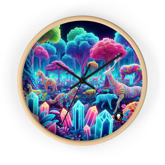 "Glowing Enchantment: Neon Forest" - The Alien Wall Clock