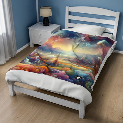 « Dreamscape Delights : A Surreal Painting » - La couverture en peluche Alien Velveteen