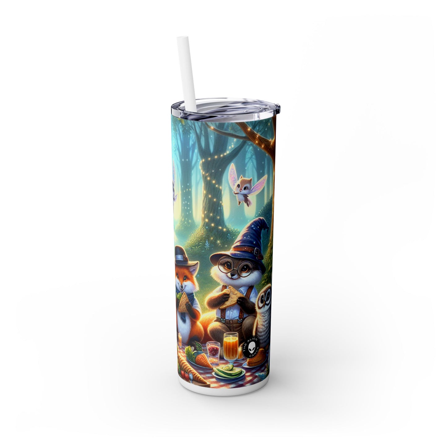 "Sombreros fuera en el bosque encantado" - Vaso delgado con pajita de 20 oz de Alien Maars®