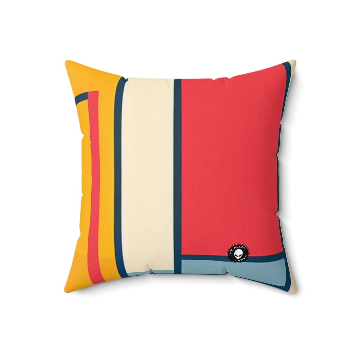 "De Stijl Grid: una composición de color minimalista" - La almohada cuadrada de poliéster hilado Alien De Stijl