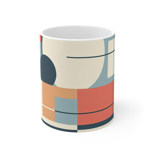 "Minimalistic Serenity: Tranquil Sunset Reflections" - The Alien Ceramic Mug 11oz Minimalism