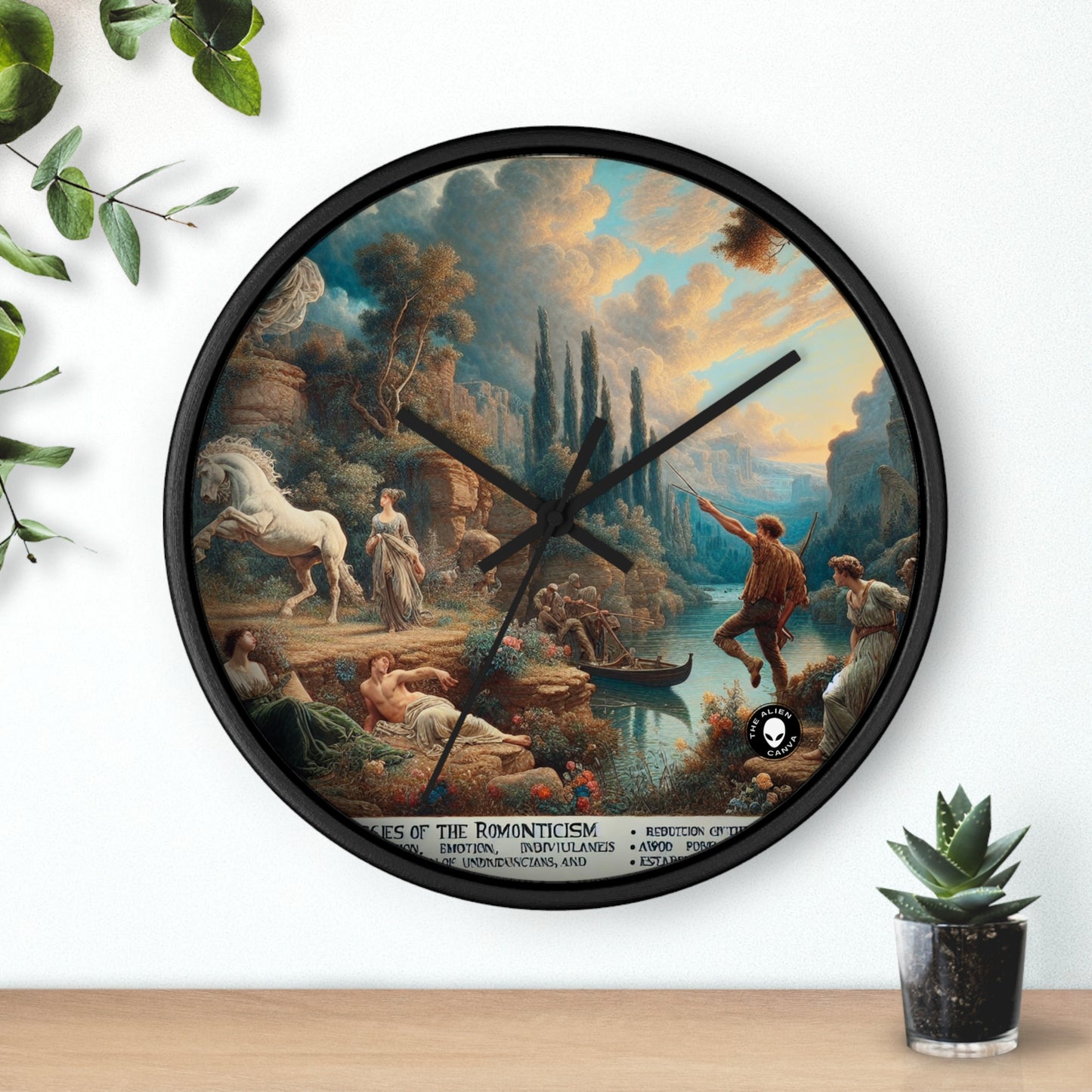 "Sunset Serenade: A Romantic Landscape" - The Alien Wall Clock Romanticism