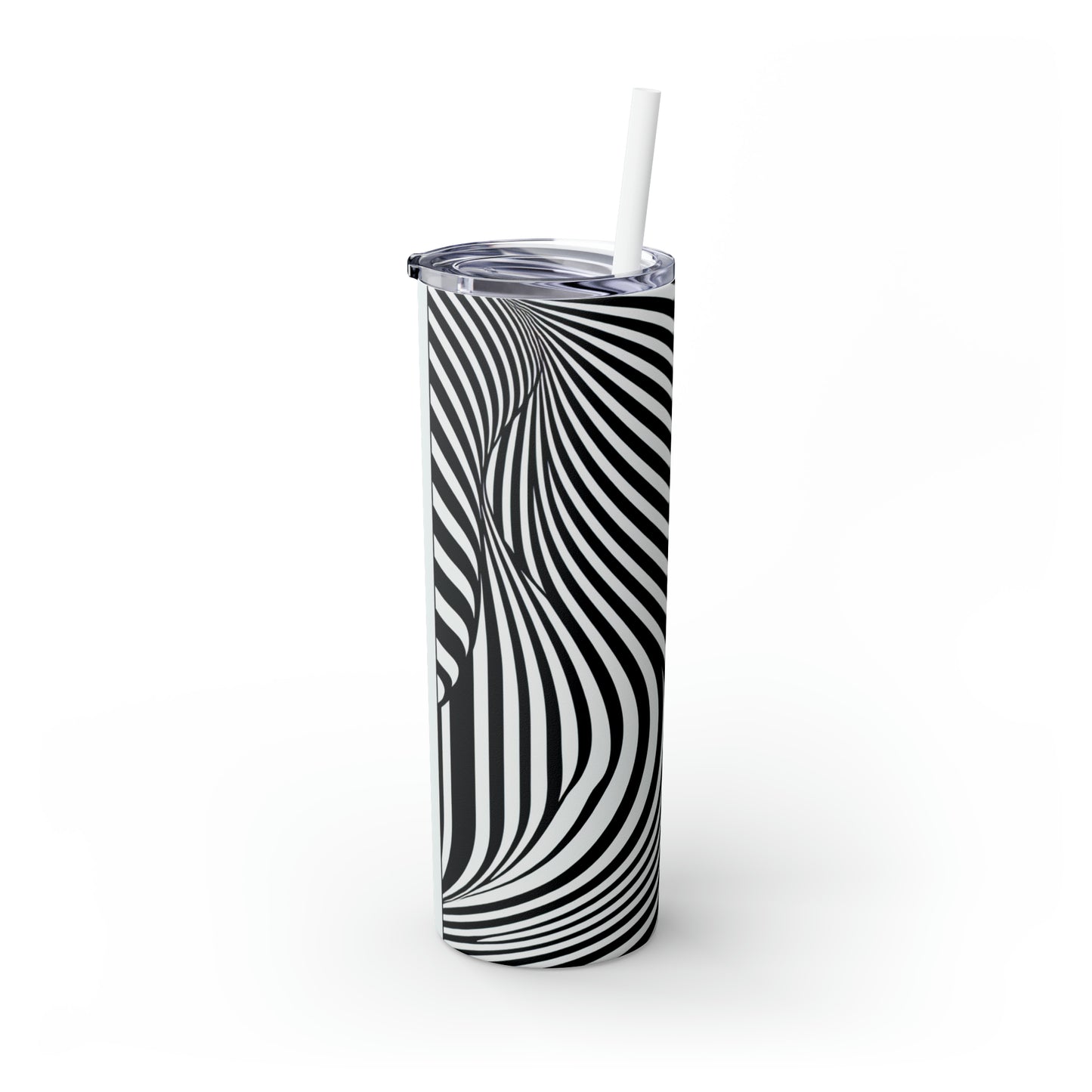 "Optical Illusion Wave" - ​​Vaso delgado con pajita de Alien Maars® de 20 oz estilo Op Art