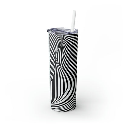 "Optical Illusion Wave" - ​​Vaso delgado con pajita de Alien Maars® de 20 oz estilo Op Art