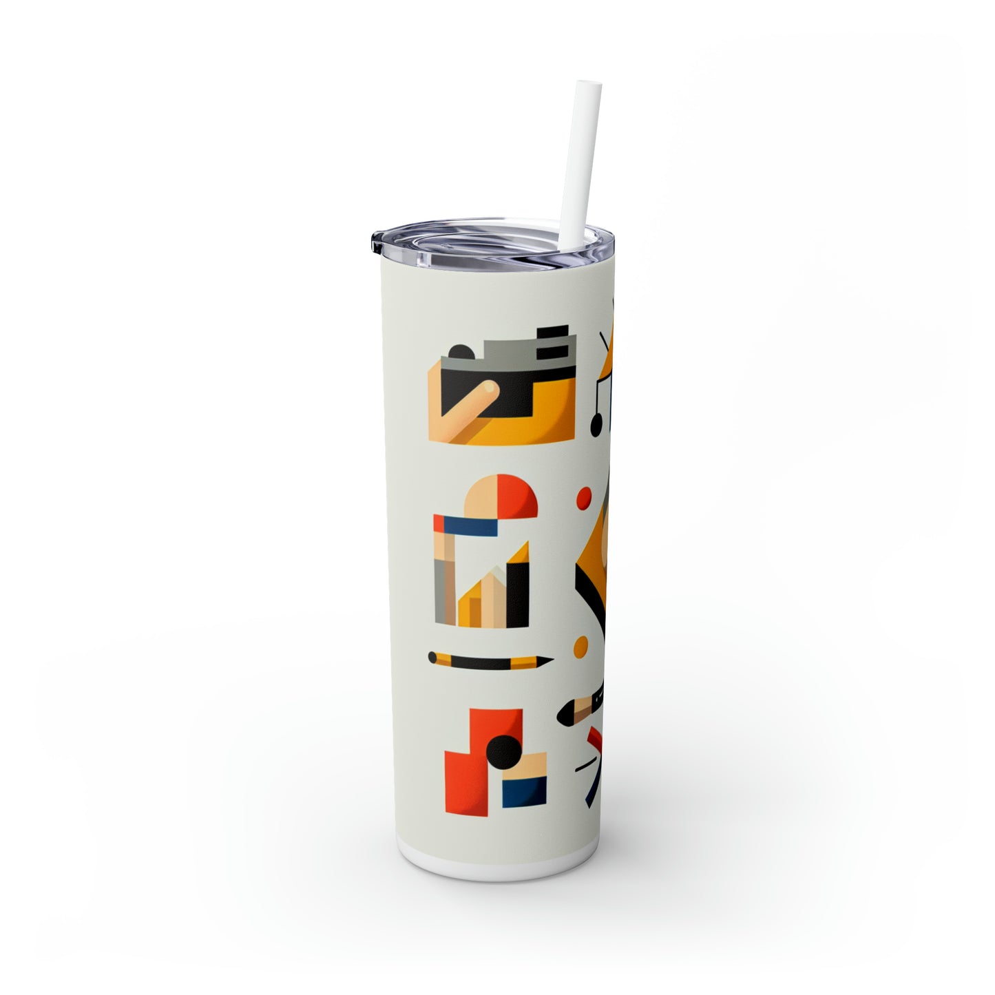 "Tranquil Geometry: Minimalist Landscape Art" - The Alien Maars® Skinny Tumbler with Straw 20oz Minimalist Art