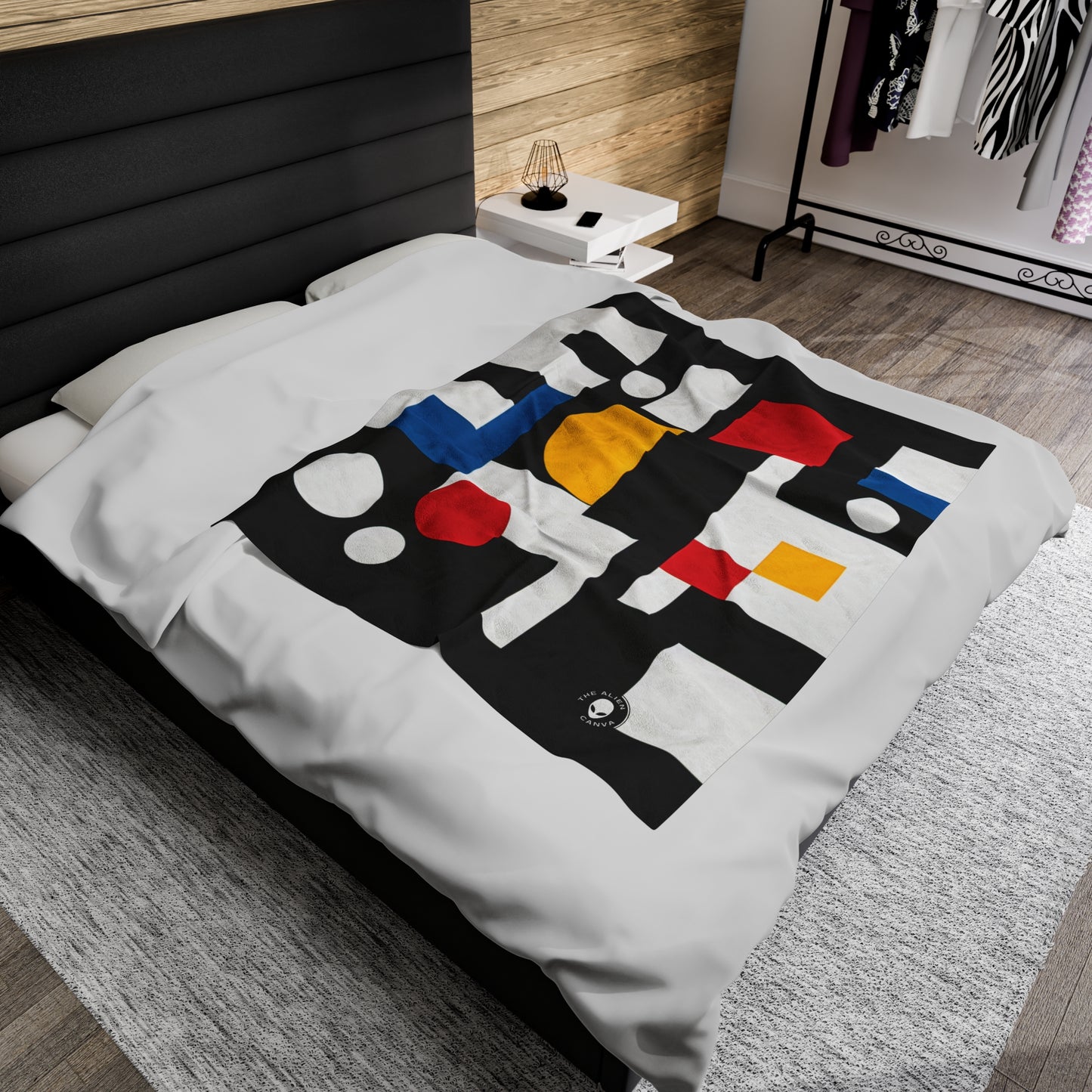 "Suprematic Harmony: Exploring Geometric Composition with Bold Colors" - The Alien Velveteen Plush Blanket Suprematism