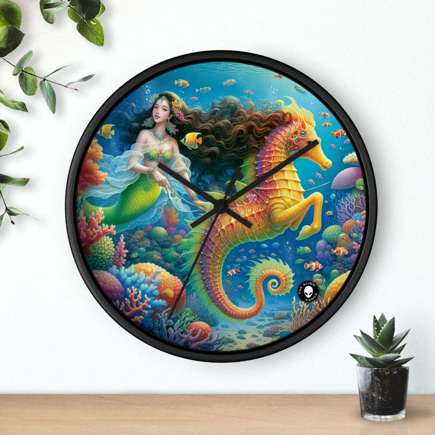 "Mermaid's Magical Coral Ride" - The Alien Wall Clock