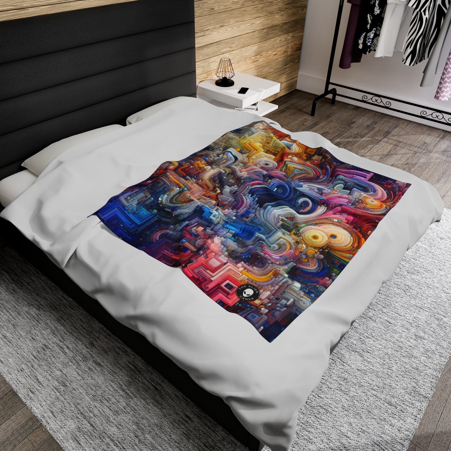 "Oceanic Harmonies: A Generative Art Exploration" - The Alien Velveteen Plush Blanket Generative Art