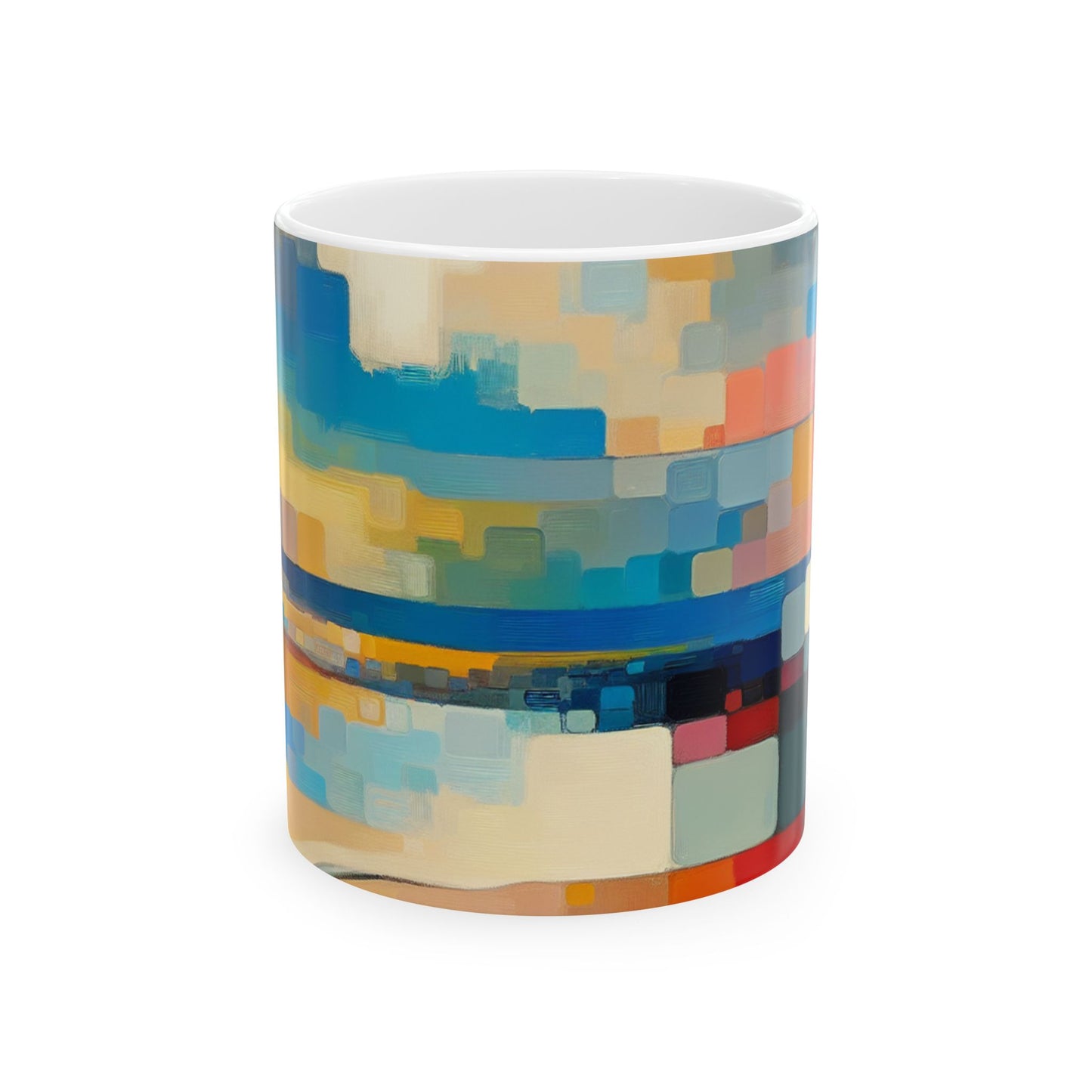 "Sunset Serenity: Pintura de campo de color pastel suave" - ​​La taza de cerámica alienígena Pintura de campo de color de 11 oz