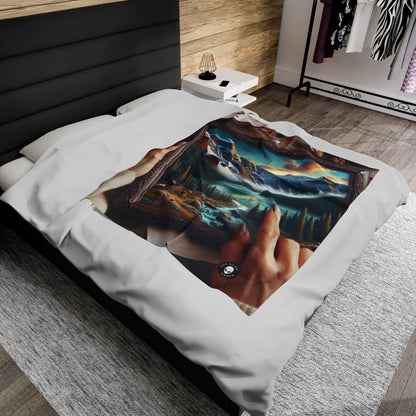 "The Mosaic Portrait: Unveiling Photorealism Through Fragmented Beauty" - The Alien Velveteen Plush Blanket Photorealism