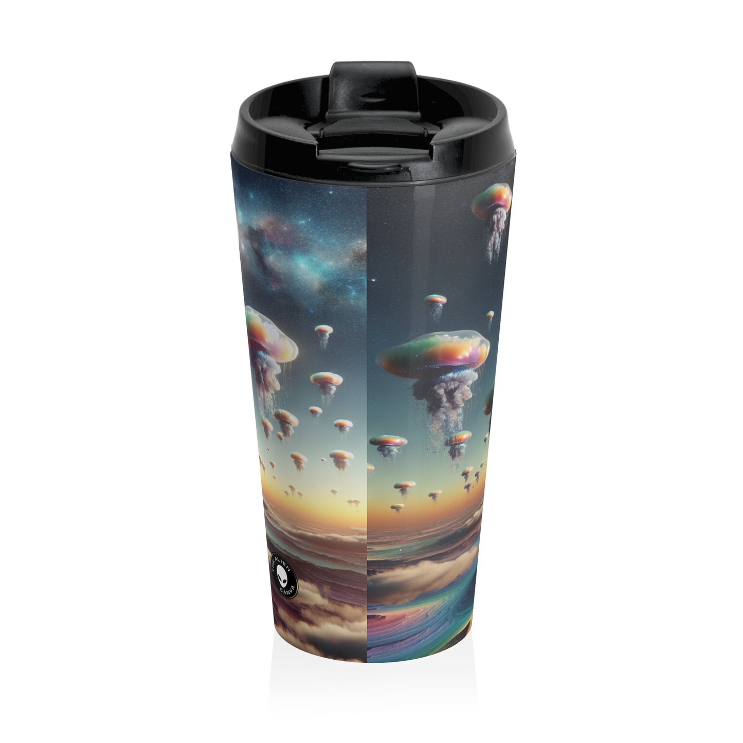 "Jellyfish Sky: A Surreal World" - The Alien Stainless Steel Travel Mug