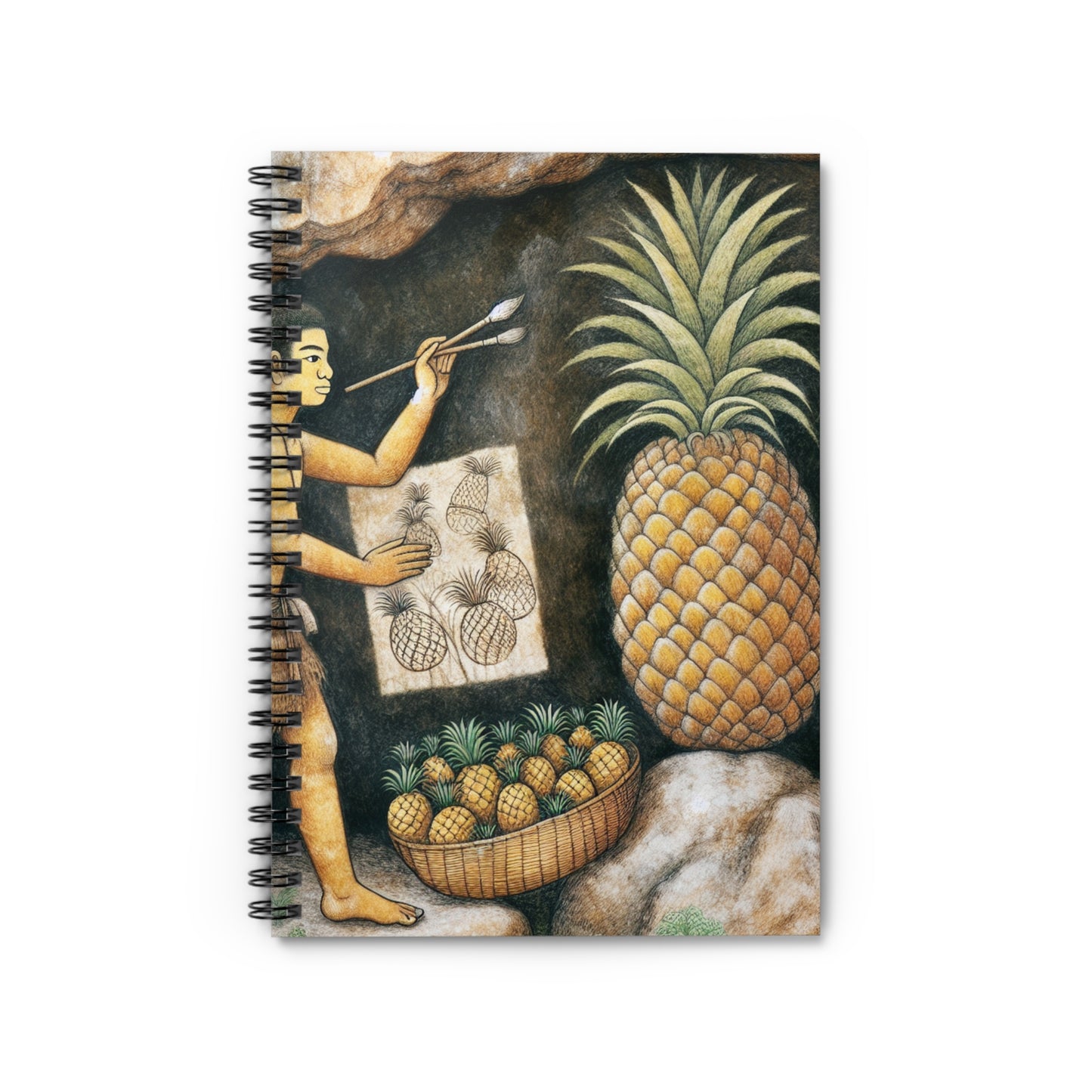 "Cosecha de piñas" - El cuaderno en espiral alienígena (línea reglada) Estilo de pintura rupestre