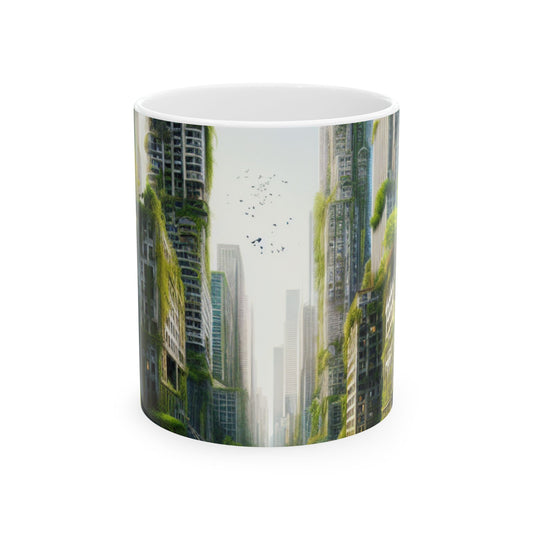 « La reconquête de la nature : une jungle urbaine futuriste » – Tasse en céramique Alien 11 oz