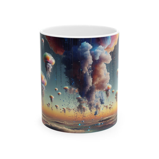 "Jellyfish Sky: Un mundo surrealista" - La taza de cerámica alienígena 11oz