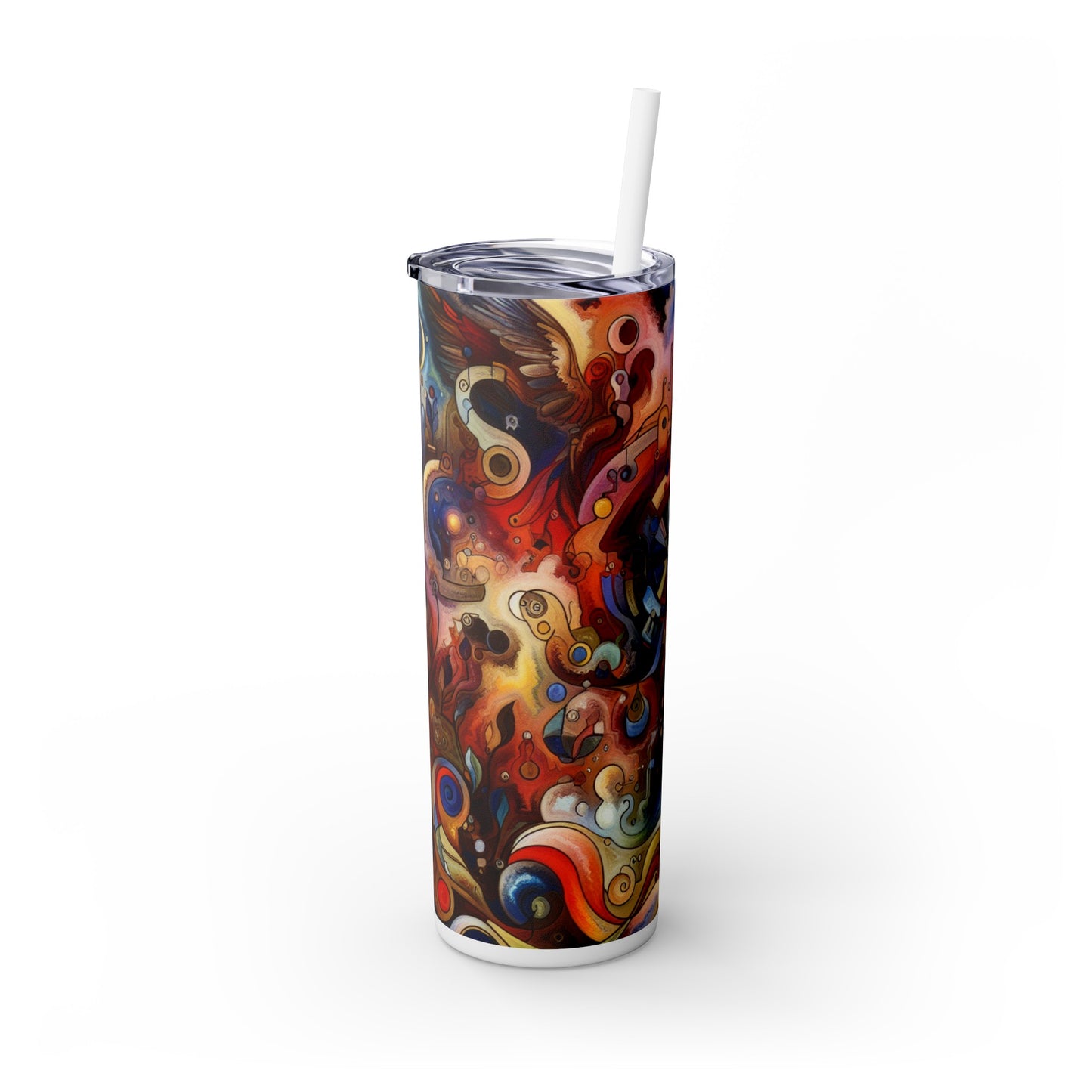 "Eternal Bloom and Fleeting Time" - The Alien Maars® Skinny Tumbler with Straw 20oz Symbolism