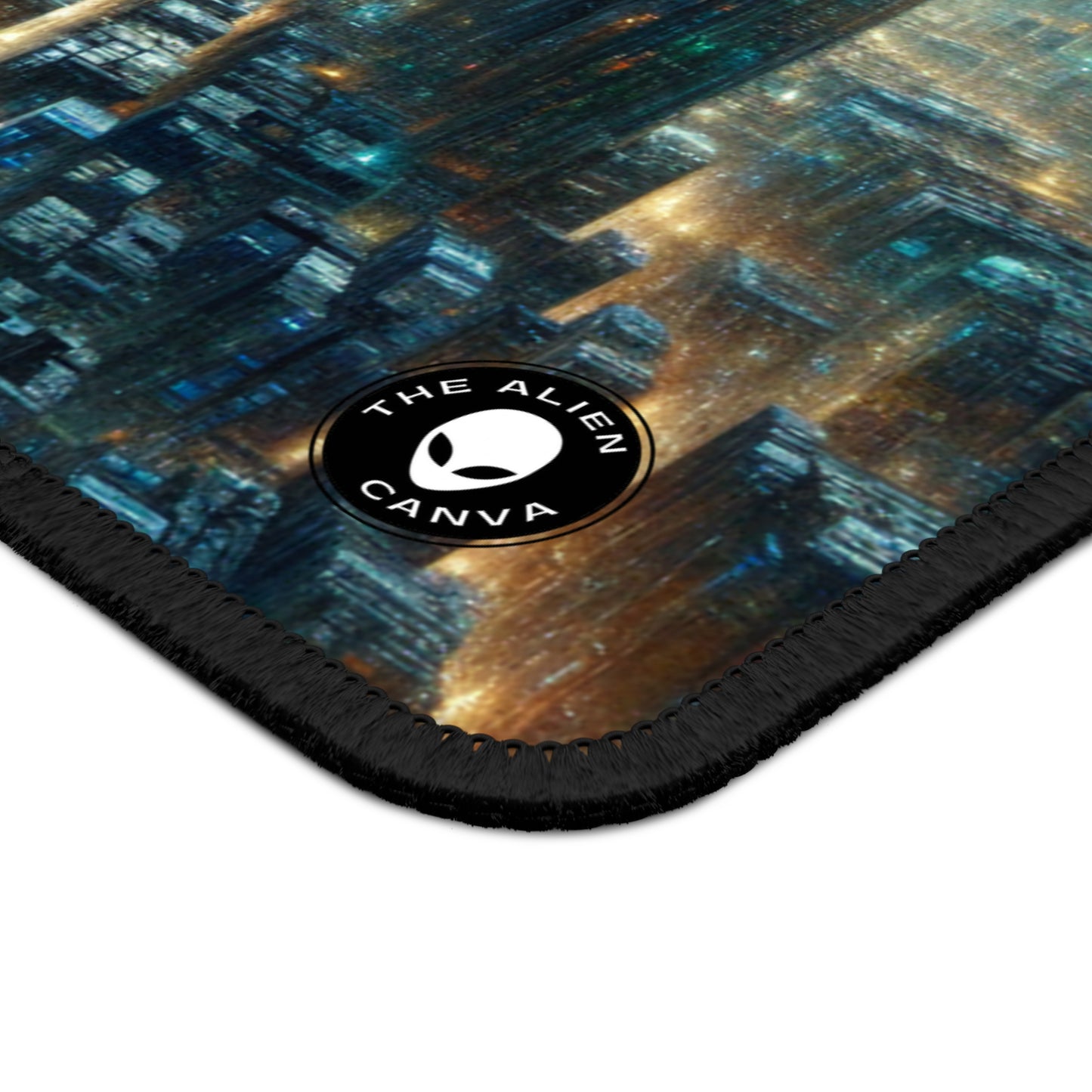 "Neon Oasis: A Futuristic Urban Wonderland" - The Alien Gaming Mouse Pad