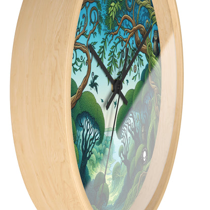 "Enchanted Woodland: Where Trees Dance and Creatures Roam" - The Alien Wall Clock