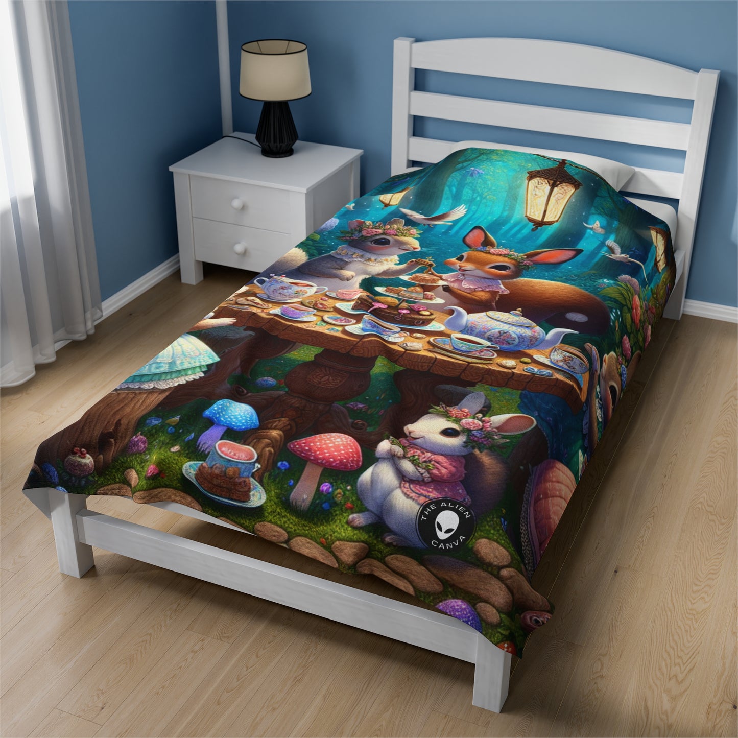 "Enchanted Tea Party in the Woodland Glade" - The Alien Velveteen Plush Blanket