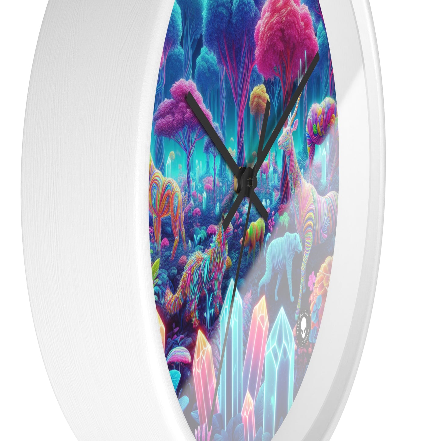 "Glowing Enchantment: Neon Forest" - The Alien Wall Clock