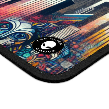 "Robotic Cityscape: A Futuristic Mural" - The Alien Gaming Mouse Pad Street Art / Graffiti