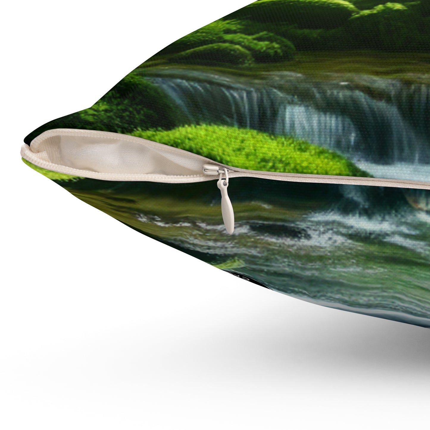 "Enchanting Waterfall Oasis"- The Alien Spun Polyester Square Pillow