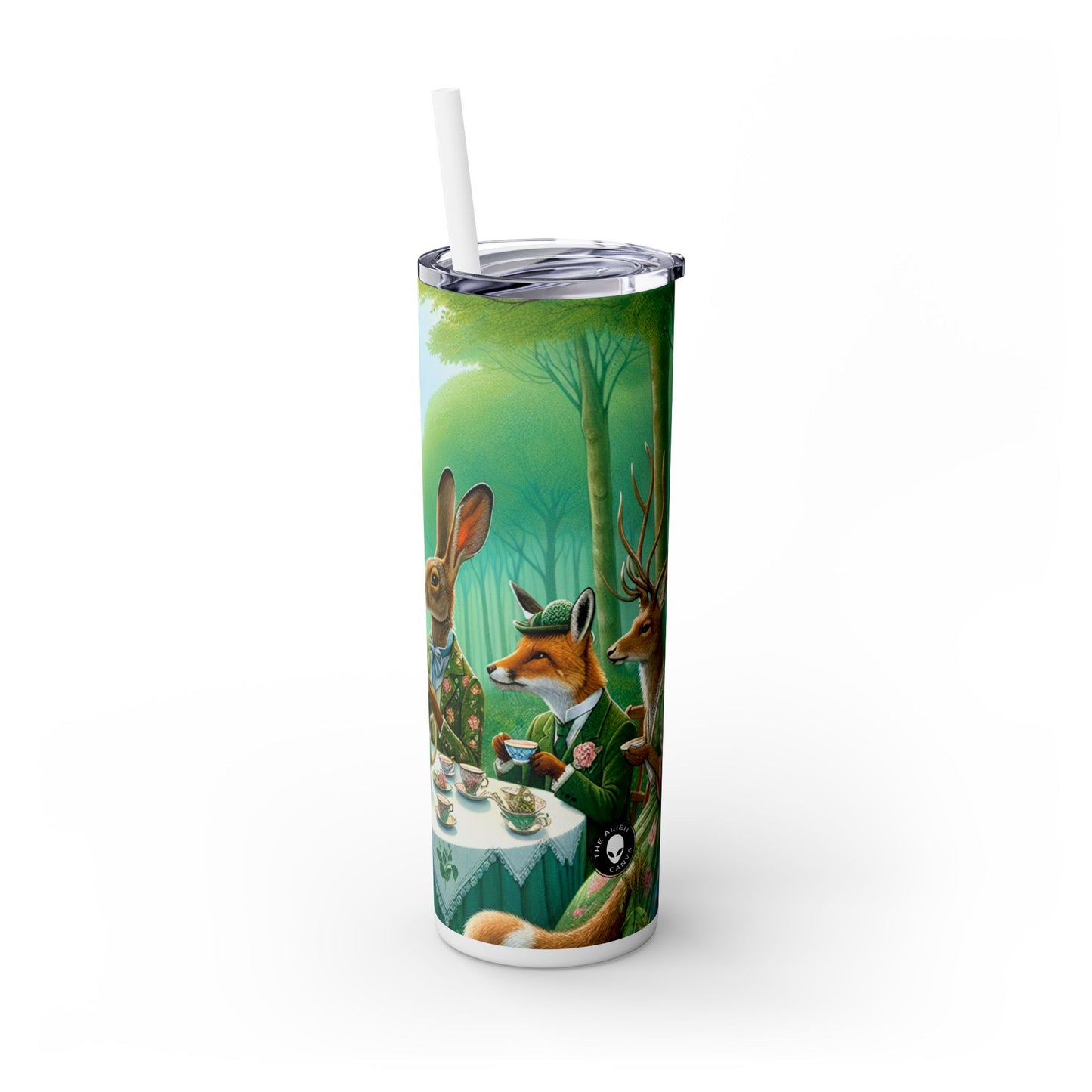 "Enchanted Tea in the Forest" - The Alien Maars® Skinny Tumbler with Straw 20oz