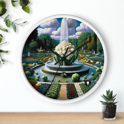 "The Vegetable Fountain: A Cauliflower Conglomerate" - The Alien Wall Clock Surrealism