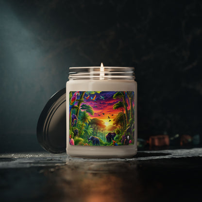 "Sundown in the Wild: A Rainbow Jungle Adventure" - The Alien Scented Soy Candle 9oz