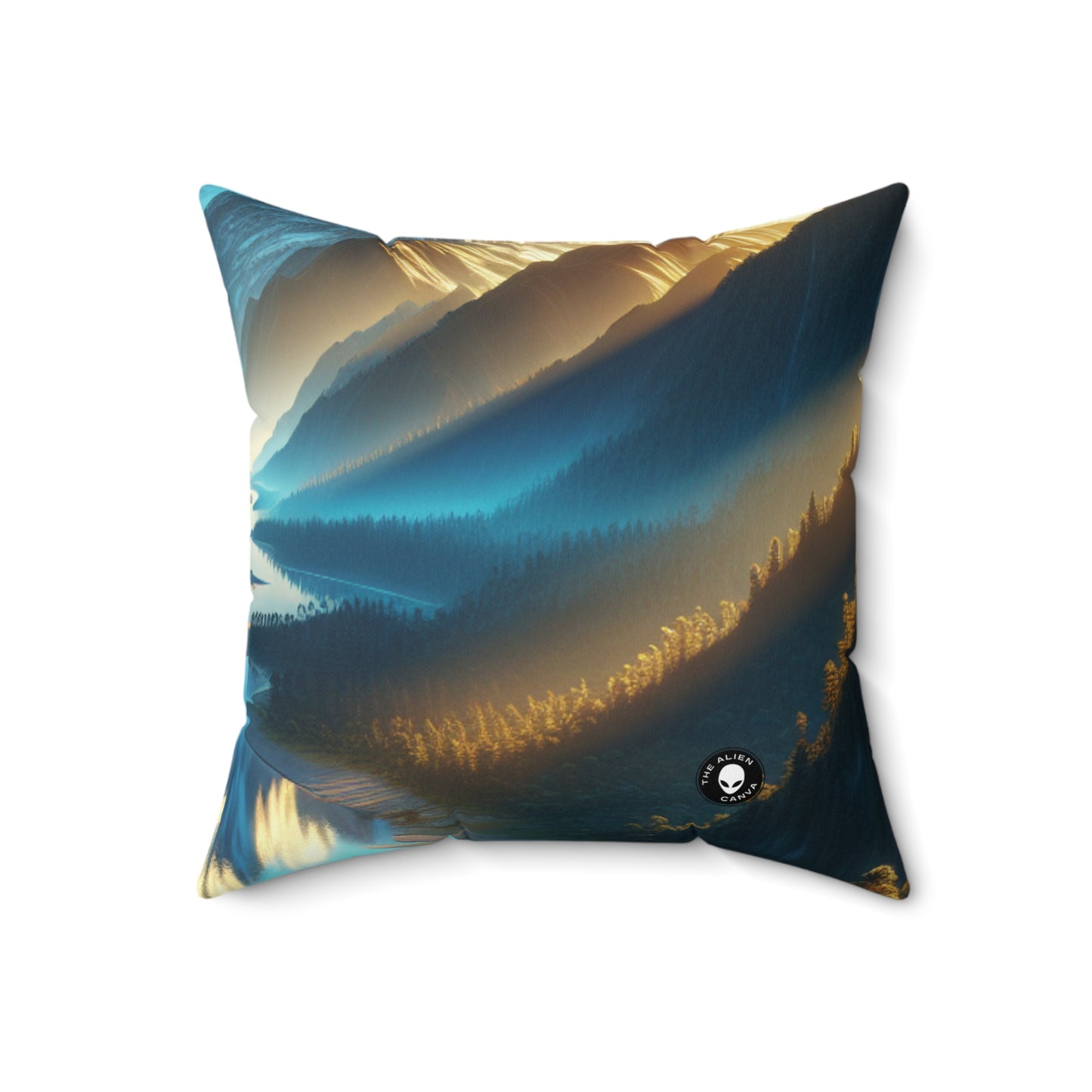 "Serenity's Palette: A Sunset Symphony"- The Alien Spun Polyester Square Pillow Photorealism
