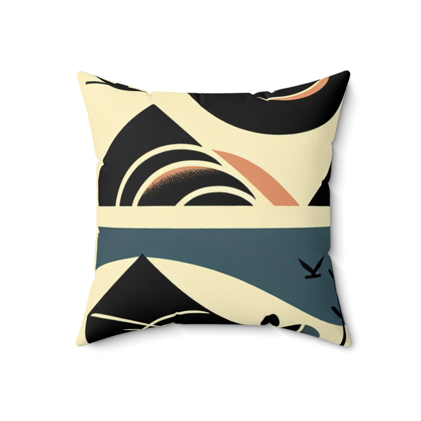 "Serenity in Geometry: Ocean Sunset"- The Alien Spun Polyester Square Pillow Minimalism