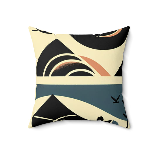 "Serenity in Geometry: Ocean Sunset"- The Alien Spun Polyester Square Pillow Minimalism