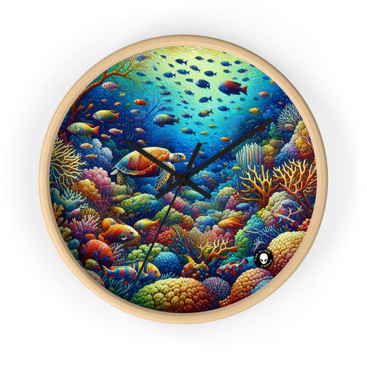 "Paraíso marino: vida salvaje en los arrecifes de coral de colores" - El reloj de pared extraterrestre