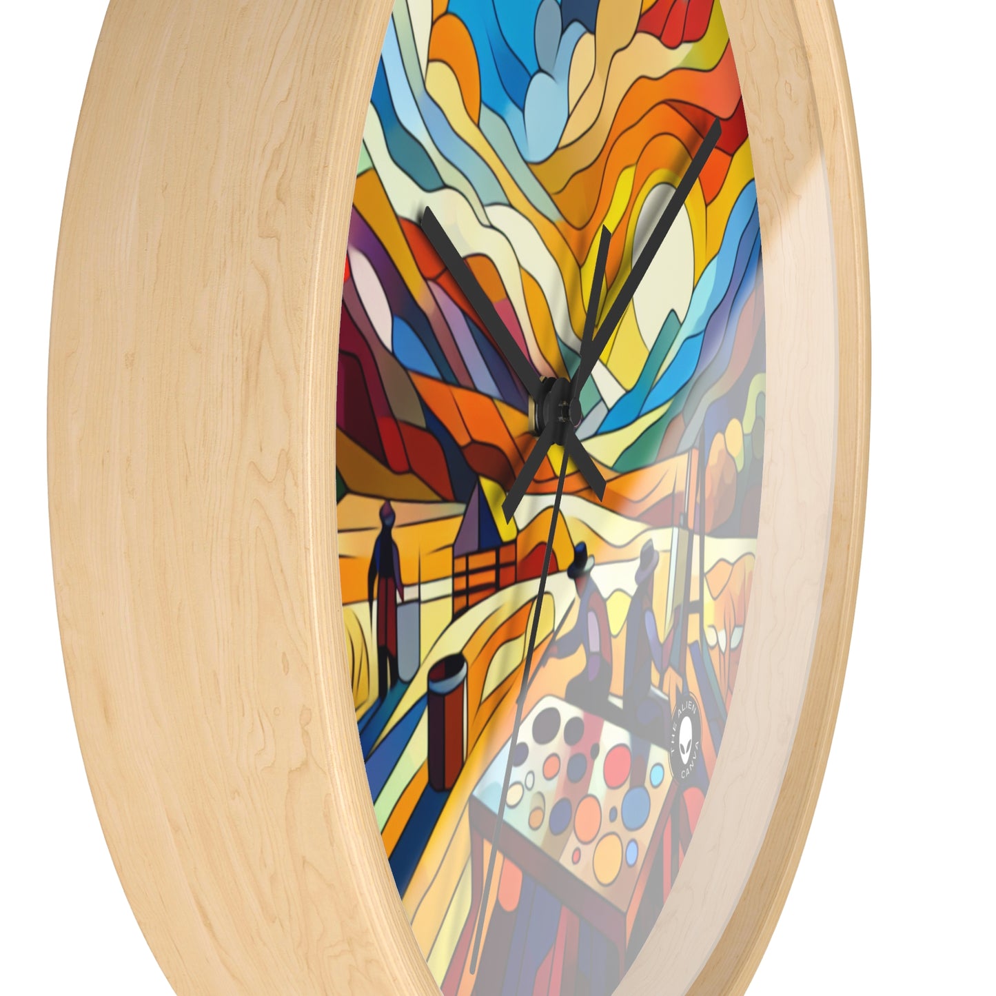 "Futuristic Neon Cityscape" - The Alien Wall Clock Hard-edge Painting