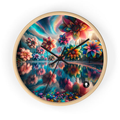 « Eaux enchantées : un pays de rêve floral » – L'horloge murale Alien