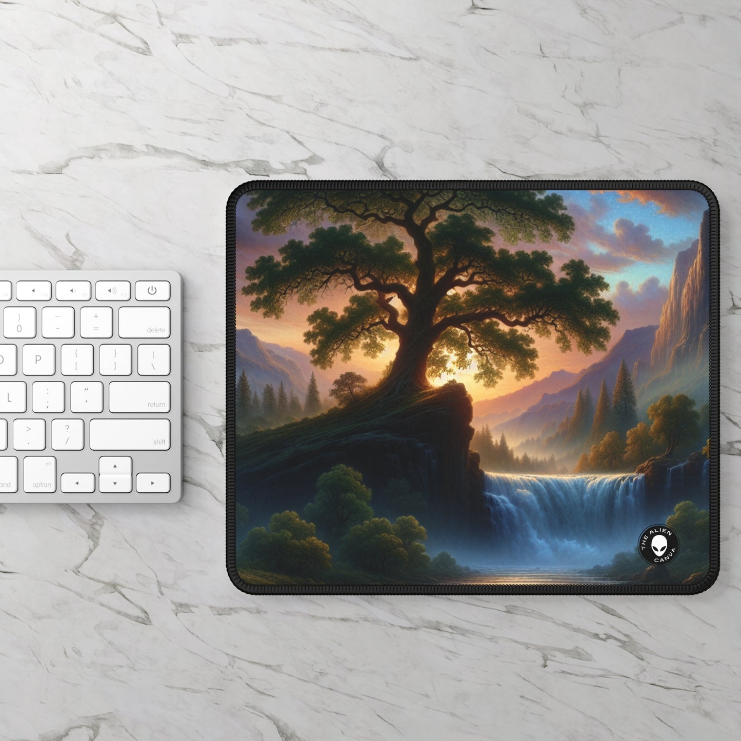 "The Storm's Embrace: A Romantic Landscape" - The Alien Gaming Mouse Pad Romanticism