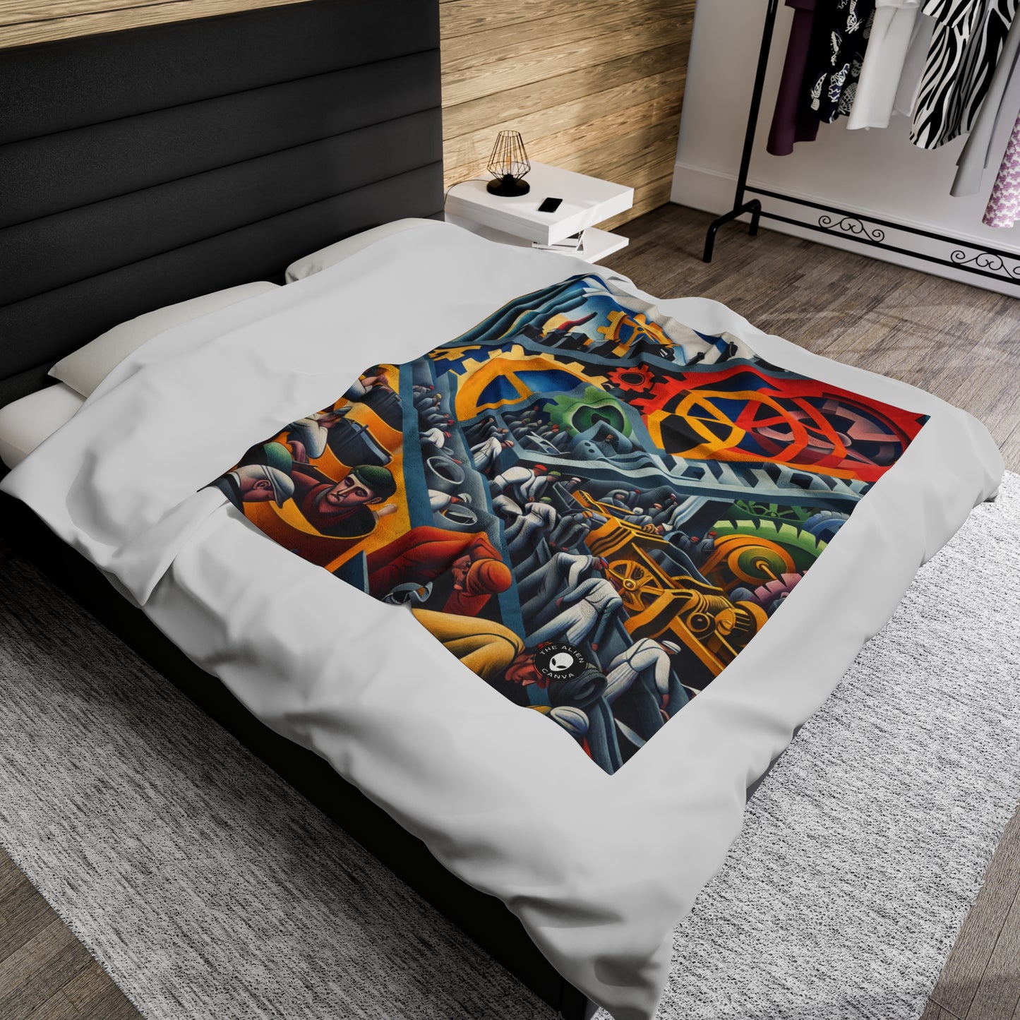 "Industrial Constructivism: Gears and Labor" - The Alien Velveteen Plush Blanket Constructivism