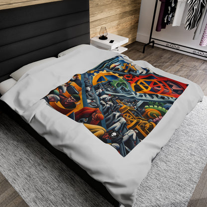 "Industrial Constructivism: Gears and Labor" - The Alien Velveteen Plush Blanket Constructivism