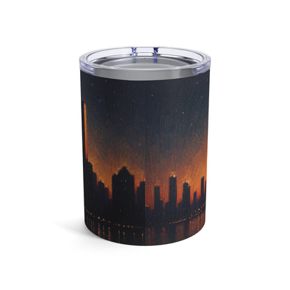 "The City Aglow" - The Alien Tumbler 10oz Post-Impressionism Style