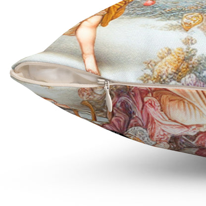 "A Garden of Rococo Delights: A Whimsical Extravaganza"- The Alien Spun Polyester Square Pillow Rococo