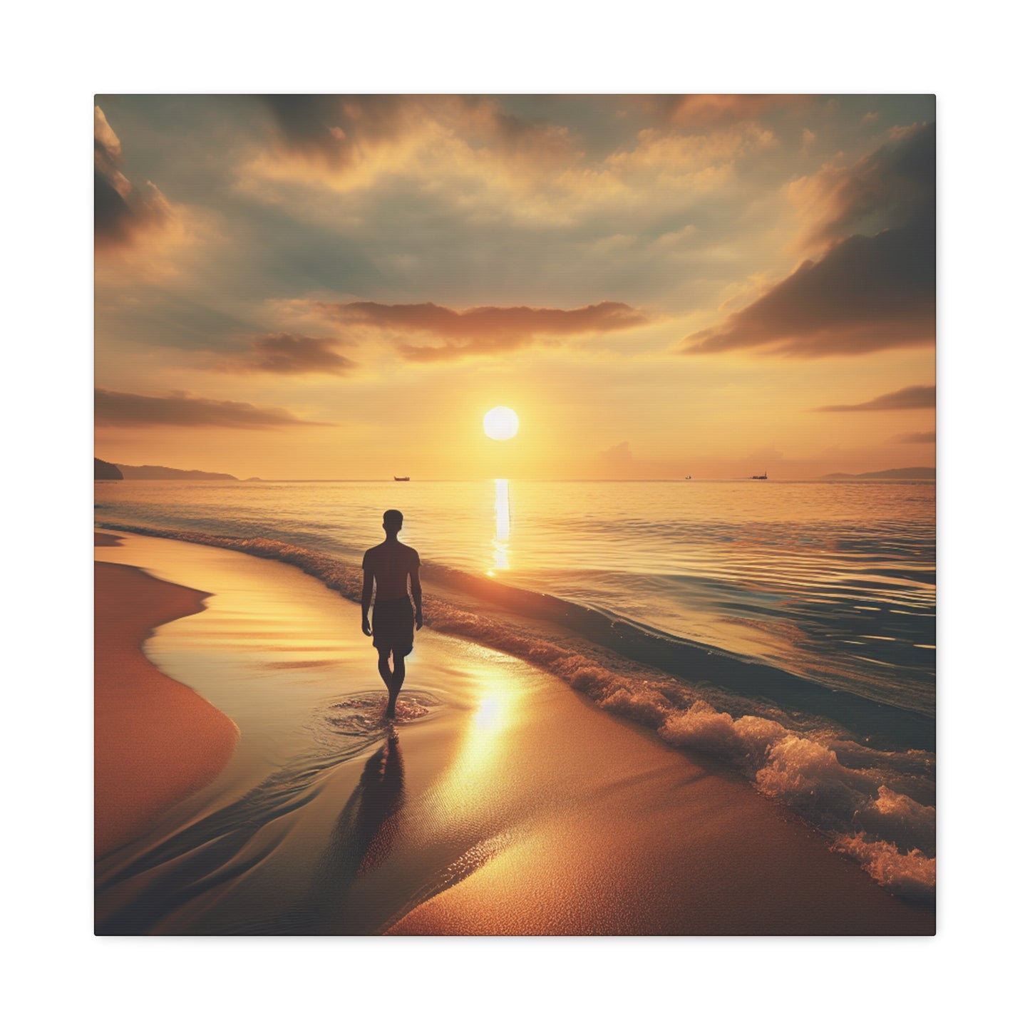 "Une promenade le long de la plage au coucher du soleil" - Le style photoréaliste d'Alien Canva