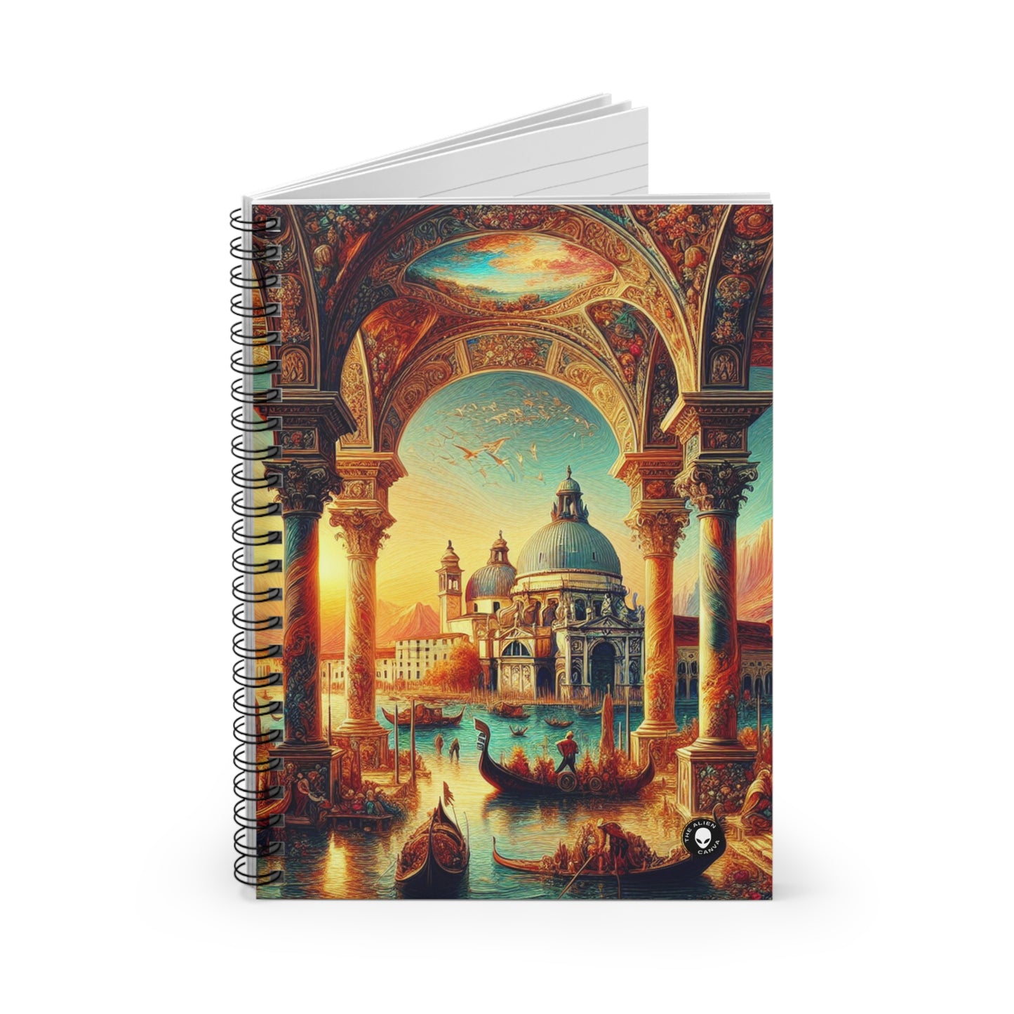 Venetian Dreams: A Fantastical Twist on the Famous Canals - The Alien Spiral Notebook (Ruled Line) Venetian School